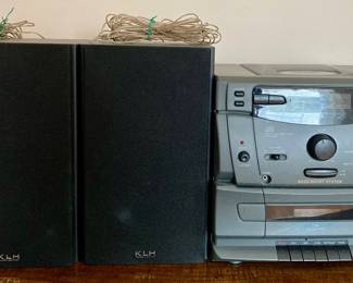Vintage Emerson CD and Cassette Player Radio and 2 KLH Speakers