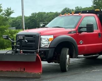 2012 Ford Super Duty F-550 Pickup Truck With Snow Plow And Salt Spreader Attachments, VIN 1FDUF5HT4CEB84292, Miles Showing On Odometer 62,624