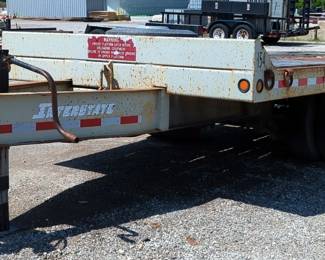 1997 Interstate Trailers Inc 8' x 20' Flat Bed Tandem Axle Drop Trailer With Pintle Hitch, VIN 1JKTDA208VA100002