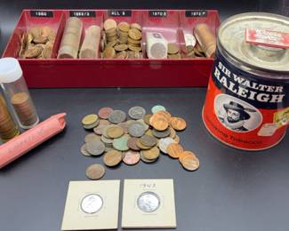 Variety of old coins and pennies mystery lot