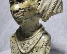 77 Shona Butter Jade Bust of a Woman. SIGNED by Artist E.C. Ndoro