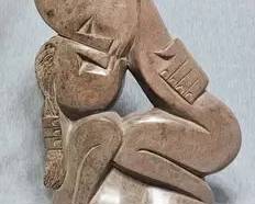 14 Shona Lovers Kissing. SIGNED by Artist Farai Tendai. Zimbabwe Sculpture from the Shona Villages