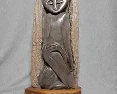 18 Long Haired Beauty Shona Sculpture with wooden base