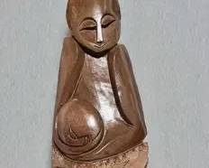 16 Shona Mother Cradling Child. SIGNED by Artist Innocent Chifut