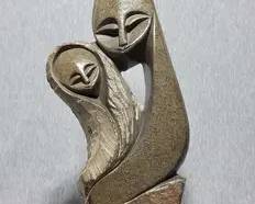 58 Shona Man and Woman Statue. SIGNED by Artist Innocent Chifutu.