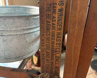Antique Double Wringer Washer more Wording Left Side