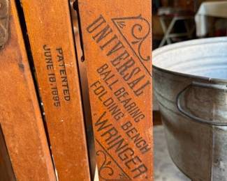 Antique Double Wringer Washer more Wording Right Side