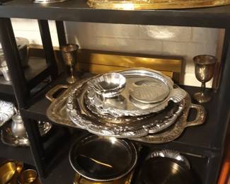 Pewter, brass, silver platted items