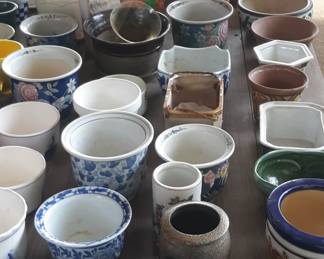 Ceramic, glass, plastic flower pots