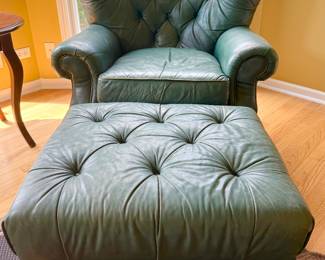 Green leather chair with ottoman
$30