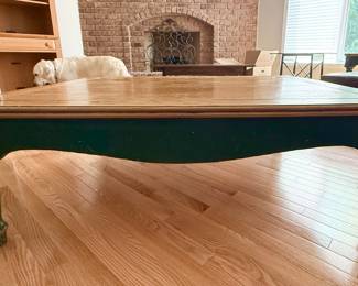 Coffee table with green wood legs and light brown wood top. Set with side/end table
$40 for just coffee table
$60 for set of end table and coffee table