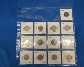 Lot 281. 13 Liberty Head Nickels with dates shown in photos