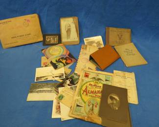 Lot 407. Group of ephemera including photos and postcards