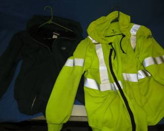Lot 113. Two zipper front sweatshirts. Sizes as shown.