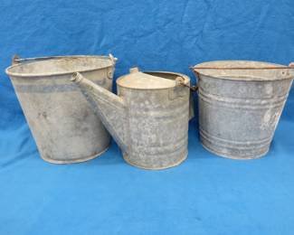 Lot 271. Two galvanized pails and a watering can