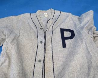 Lot 367. Vintage baseball uniform sponsored by Bill's Hardware