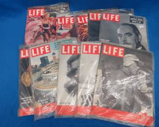 Lot 103. Ten Life magazines. Dates range from 1941-1955.