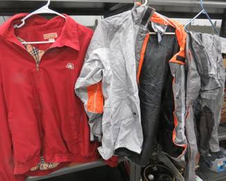 Lot 229. XL Harley Davidson rainsuit and pouch and an XL lined Pioneer jacket