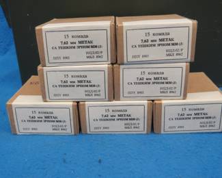 Lot 26. Ammo can with over 100 rounds of 7.62 x 54R rifle ammunition