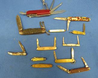 Lot 347. 12 old pocket knives including Kent and Colonial, and more