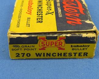 Lot 42. 20 Western Super-X 270 Winchester rounds in a vintage box in poor condition