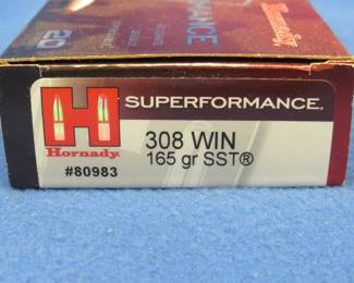 Lot 299. Twenty rounds of Hornady 308 Win. 165-grain SST.