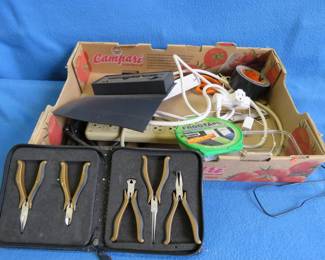 Lot 373. AcrRite weather instrument powers up, duct tape, Frog tape, and power strips