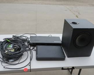 Lot 441. Blu-ray, speaker, cables, and Direct TV box