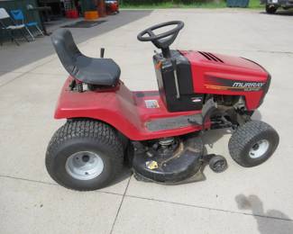 Lot 118. Murray 14.5 HP, 42" cut, riding mower with mulching kit installed. Runs and drives