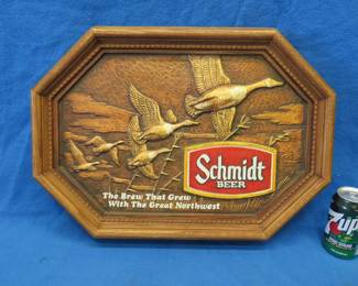 Lot 213. Schmidt Beer faux wood grain sign