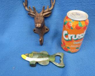 Lot 184. Fish bottle opener and deer head hook