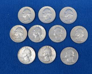 Lot 283. Ten Silver Washington quarters