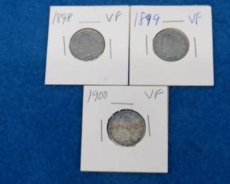 Lot 63. Three Liberty Head nickels. 1898, 1899, and 1900.