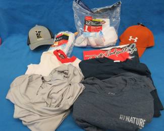Lot 288. Men's XL and 2XL tee shirts, socks, hats, and more
