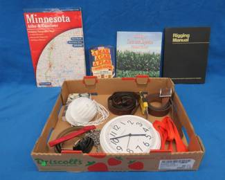 Lot 287. Books, 48" belts, dust masks, and more