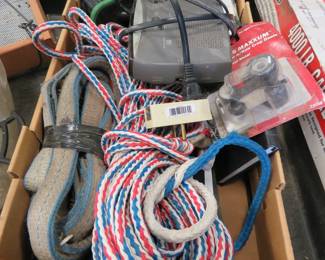 Lot 452. Tow strap, nylon rope and more