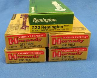 Lot 47. 100 222 REM rounds: 80 Hornady and 20 Remington.