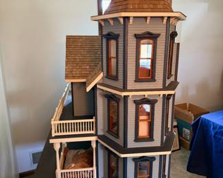 Handmade Victorian Style Dollhouse with Lighting! Size is approximately 5'w x 46"h x 27"d. (Miniature furniture & accessories sold separately).