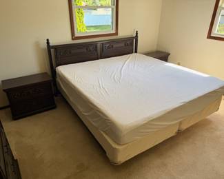 Midcentury Bassett night stands and King bed with Tempur-Pedic memory foam Mattress