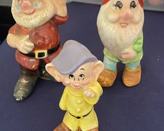 Vintage snow white ceramic dwarves
