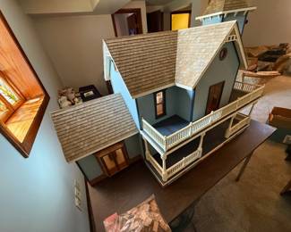 Handmade Victorian Style Dollhouse with Lighting! Size is approximately 5'w x 46"h x 27"d. (Miniature furniture & accessories sold separately).