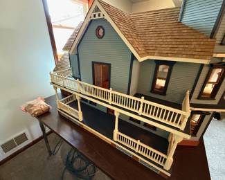 Handmade Victorian Style Dollhouse with Lighting! Size is approximately 5'w x 46"h x 27"d. (Miniature furniture & accessories sold separately).