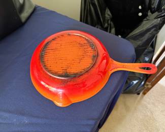 Vintage Orange Flame Le Creuset Enamel Skillet