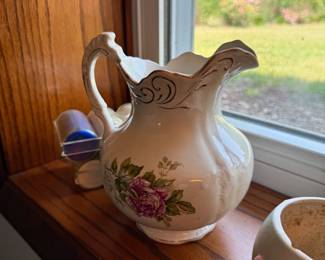 Vintage Floral Pitcher by Buffalo Pottery.