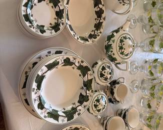 Several sets of dishes. Ivy is beautiful.