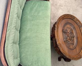 French provincial caned love seat.
