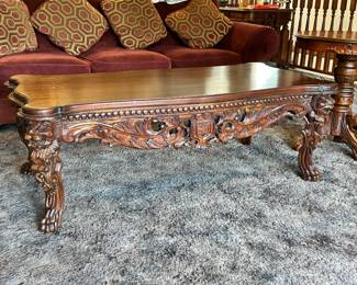 Hand carved mohagany coffee table