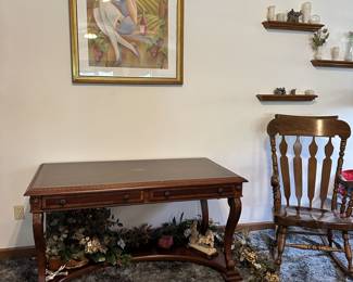 Desk, rocker, Art by local artist