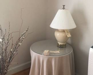 Round table with cover and glass