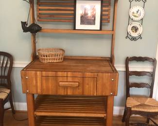 German butcher block with upper rack
